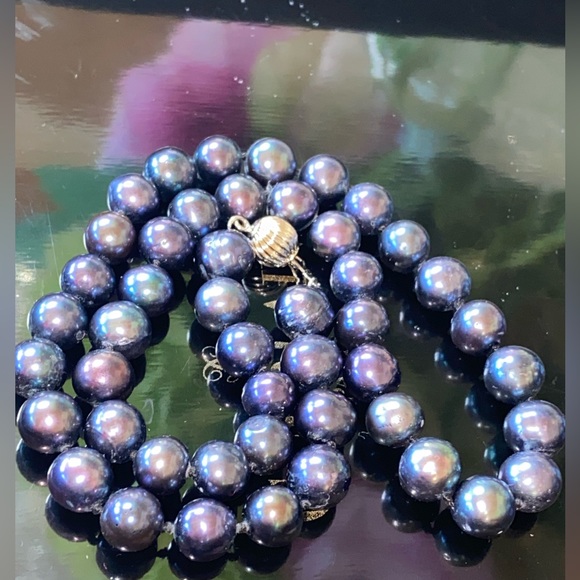 Genuine Black Akoya Pearl Necklace 18” - Picture 10 of 15